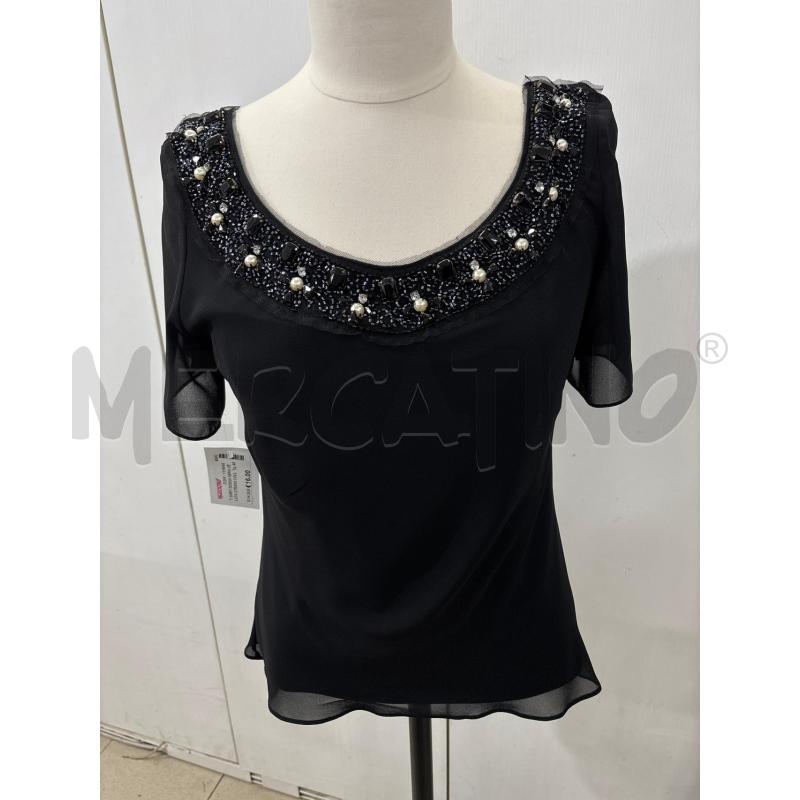 T SHIRT DONNA NERA VELATA STRASS COLLO TEBI | Mercatino dell'Usato Benevento 1