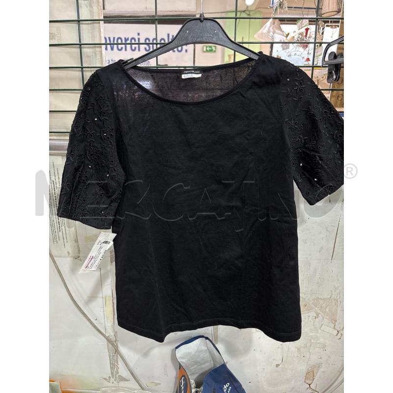 T SHIRT DONNA PENNYBLACK NERA CON FIORI MANICHE | Mercatino dell'Usato Benevento 1