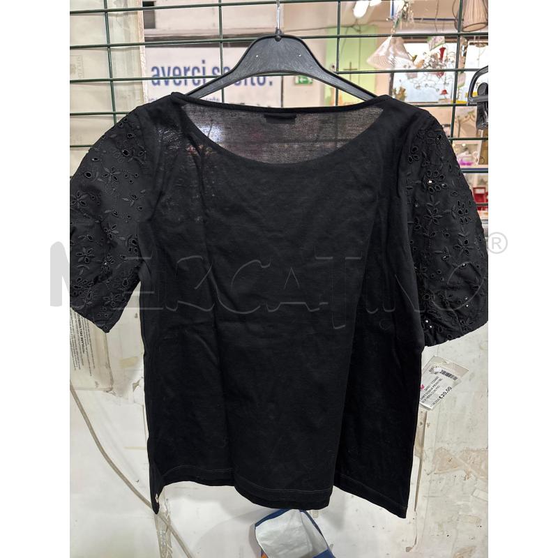 T SHIRT DONNA PENNYBLACK NERA CON FIORI MANICHE | Mercatino dell'Usato Benevento 2
