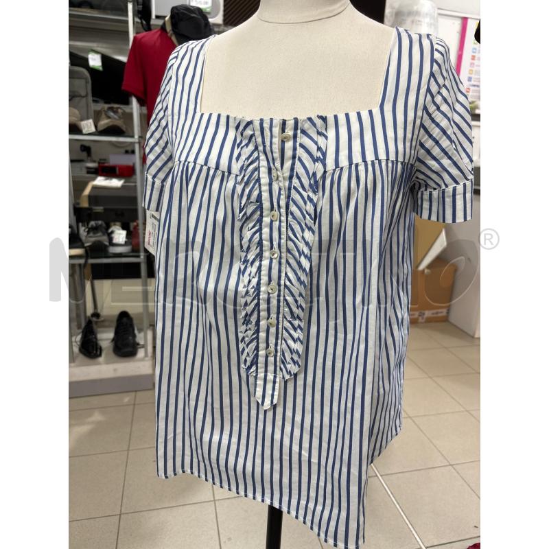 T SHIRT DONNA PINKO BIANCO BLU RIGHE CON BOTTONI AL PETTO | Mercatino dell'Usato Benevento 1