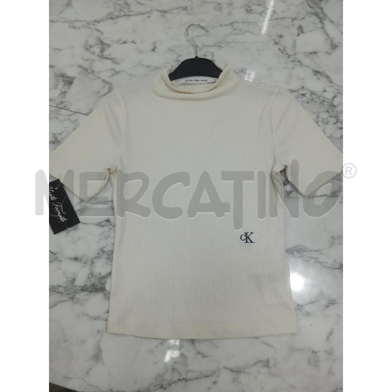 T SHIRT DONNA SOTTOGIACCA PANNA CALVIN KLEIN JEANS | Mercatino dell'Usato Benevento 1