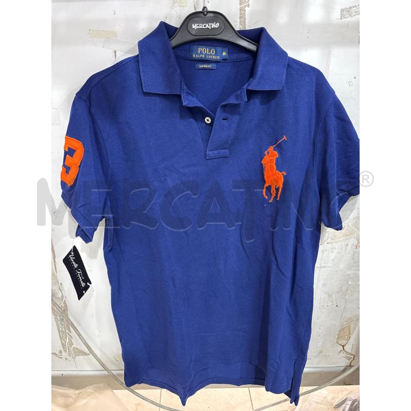 T SHIRT UOMO POLO RALPH LAUREN BLU LOGO ARANCIONE CUSTOM FIT | Mercatino dell'Usato Benevento 1