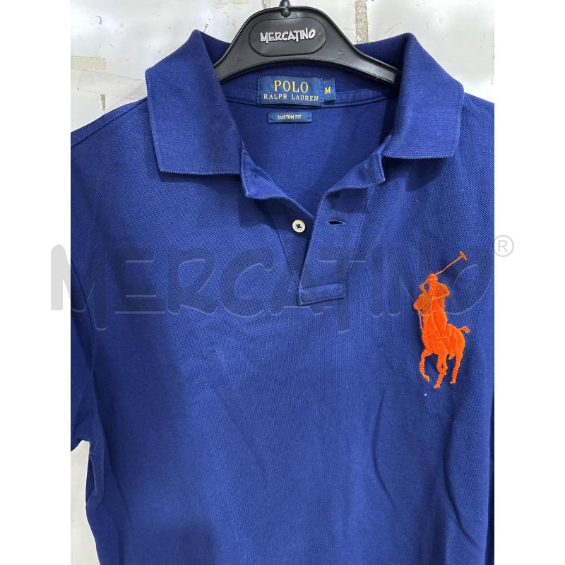 T SHIRT UOMO POLO RALPH LAUREN BLU LOGO ARANCIONE CUSTOM FIT | Mercatino dell'Usato Benevento 2
