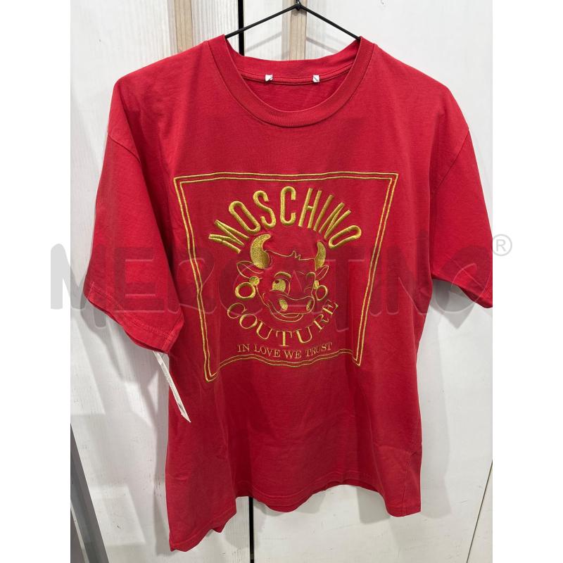 T SHIRT UOMO ROSSA MOSCHINO STAMPA DORATA  | Mercatino dell'Usato Benevento 1