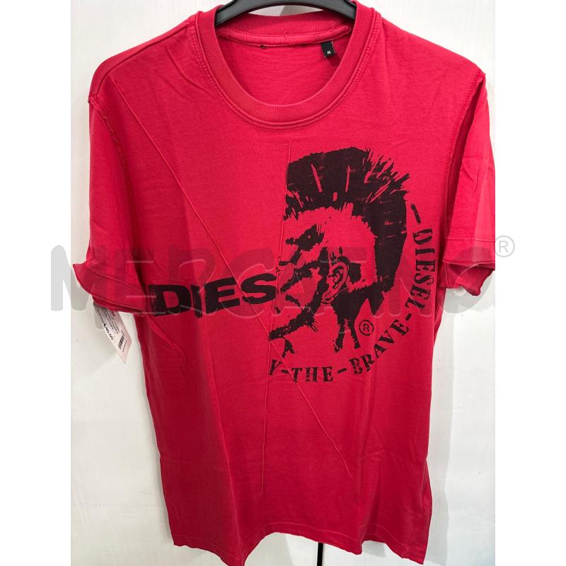 T SHIRT UOMO ROSSO DIESEL CON STAMPA NERA SCRITTA  | Mercatino dell'Usato Benevento 1
