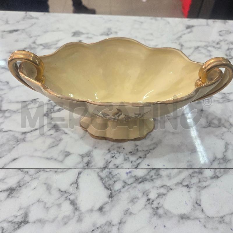 VASO BASSO CER GIALLA MNAICI DORATI FIORI GUALDO TADINO | Mercatino dell'Usato Benevento 1