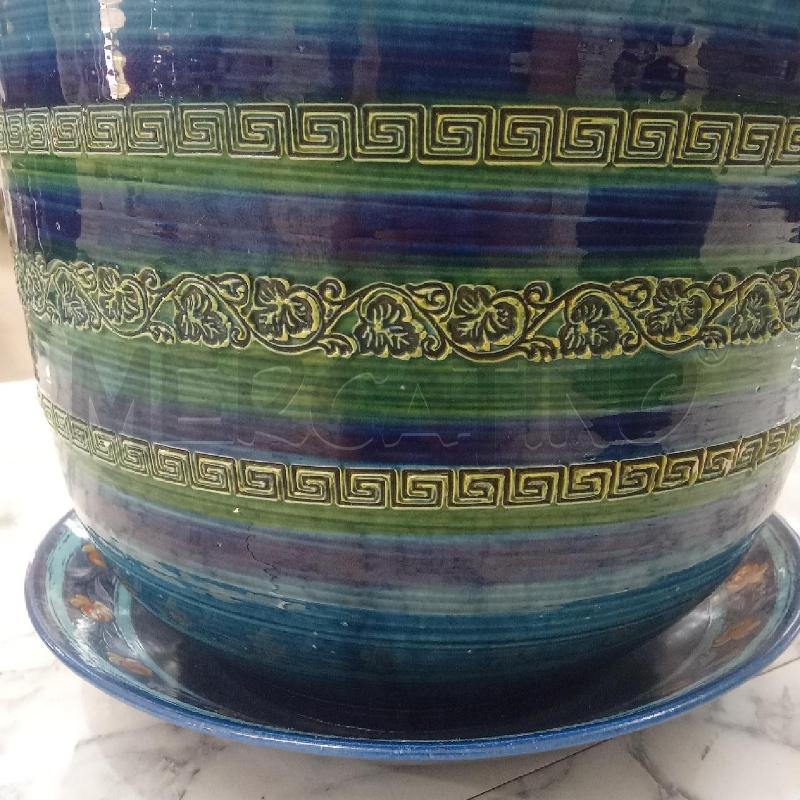 VASO BLU DECORAZIONI VERDI + SOTTO | Mercatino dell'Usato Benevento 4