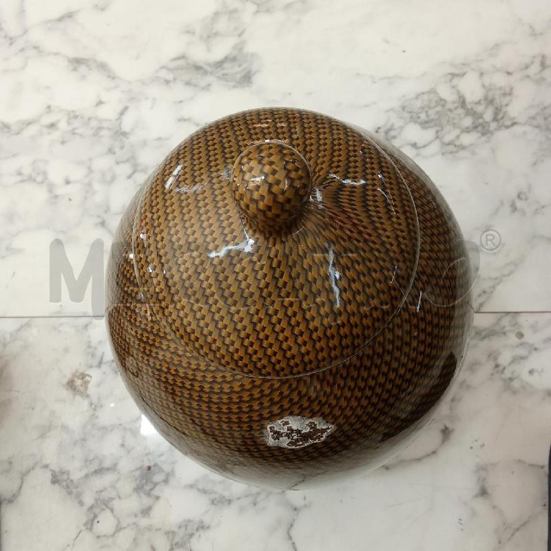 VASO BOMBATO MARRONE INS NERO CON COPERCHIO  | Mercatino dell'Usato Benevento 2
