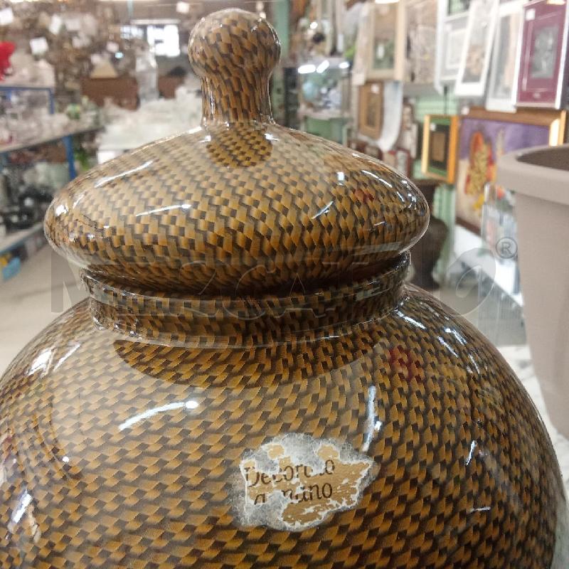 VASO BOMBATO MARRONE INS NERO CON COPERCHIO  | Mercatino dell'Usato Benevento 4