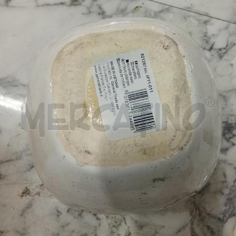 VASO CACHEPOT BIANCO BORDO NERO ZIGAZAG ROSSO H15 L15 | Mercatino dell'Usato Benevento 4