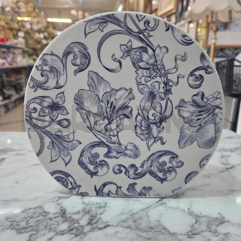 VASO CER BOMBATA BIANCO INS FIORI BLU | Mercatino dell'Usato Benevento 1