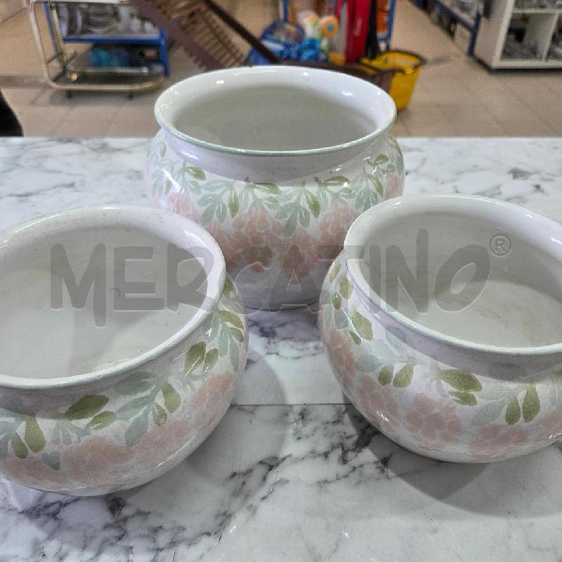 VASO CER TRIS BIANCHI FIORI ROSA VERDI | Mercatino dell'Usato Benevento 1