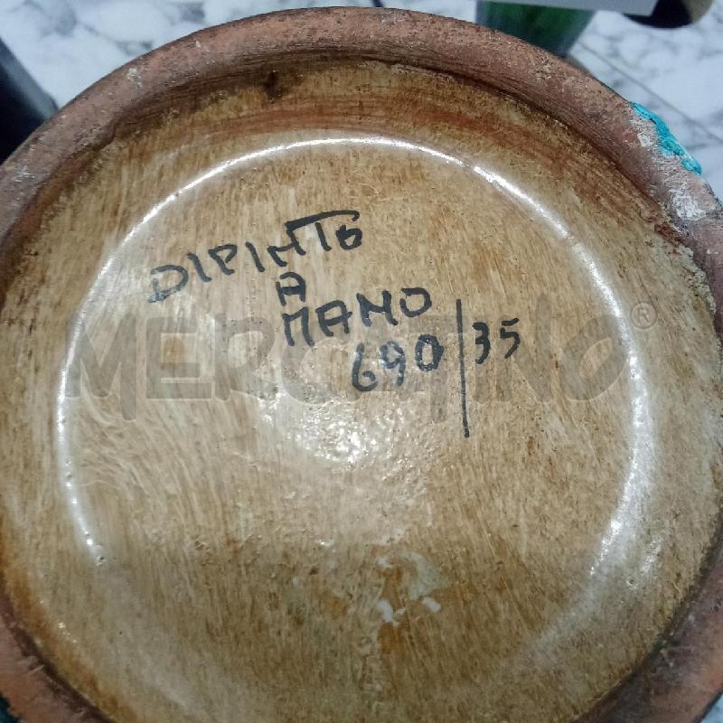 VASO CON COPERCHIO E MANICI MARRONE DIPINTO 69035 H47CM | Mercatino dell'Usato Benevento 5