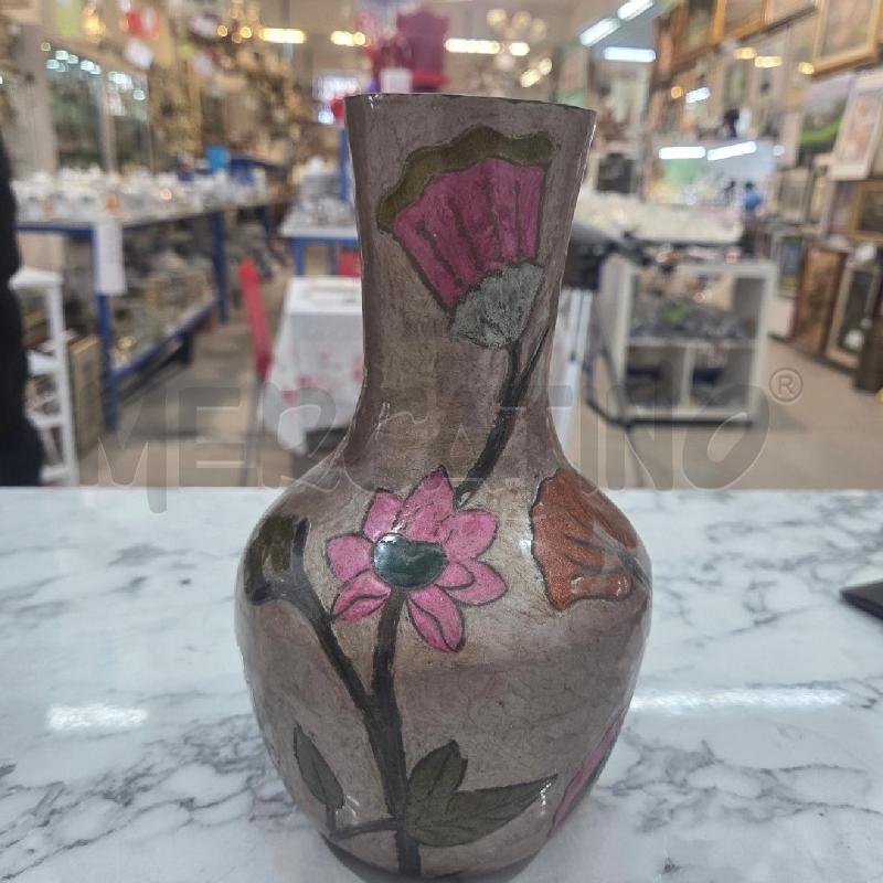 VASO METALLO ROSA FIORI DECORATI  | Mercatino dell'Usato Benevento 1