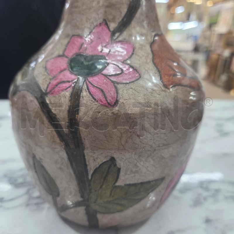 VASO METALLO ROSA FIORI DECORATI  | Mercatino dell'Usato Benevento 3