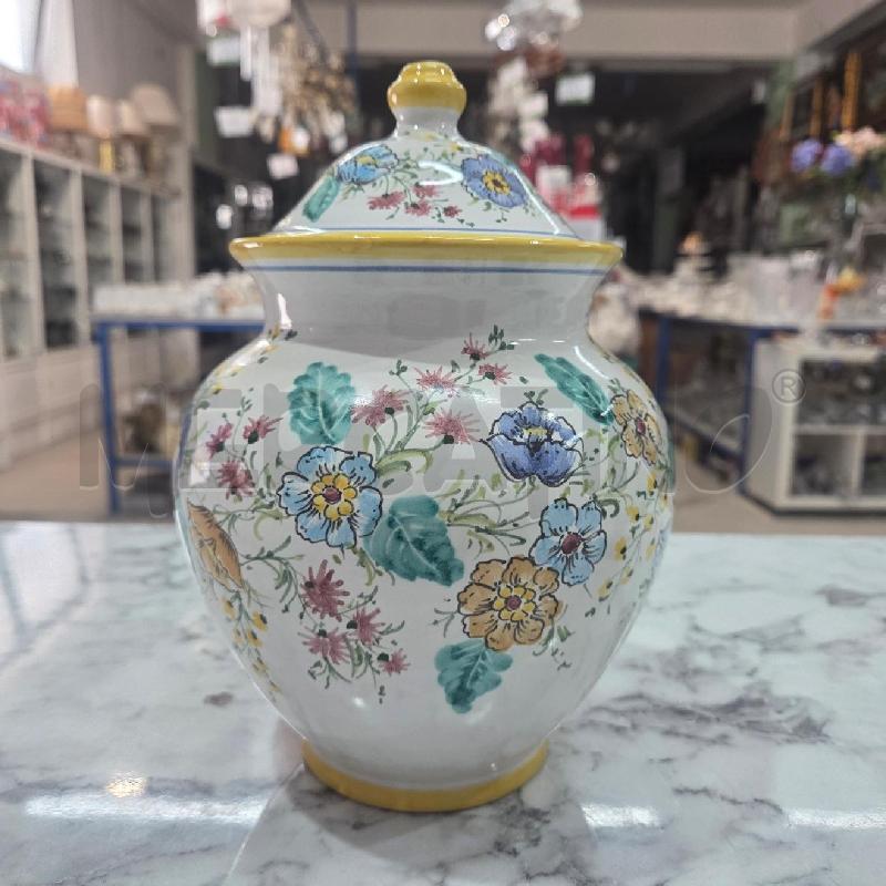 VASO POTICHE BIANCO FIORI BORDO GIALLO  | Mercatino dell'Usato Benevento 1