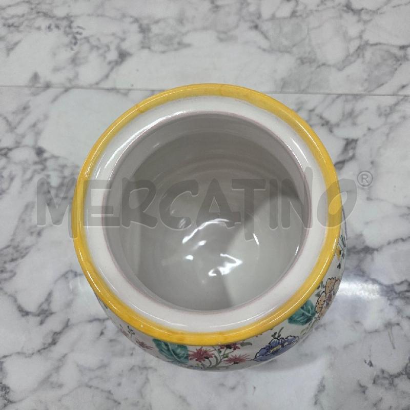 VASO POTICHE BIANCO FIORI BORDO GIALLO  | Mercatino dell'Usato Benevento 3