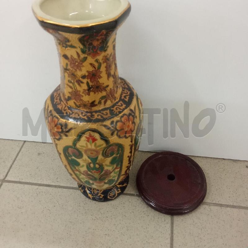 VASO STILE ORIENTALE DORATO FIORI VERDI | Mercatino dell'Usato Benevento 3