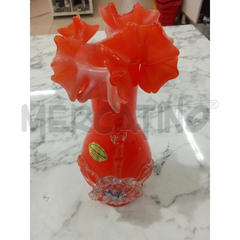 VASO VETRO ARANCIONE APPLICAZIONE FIORE | Mercatino dell'Usato Benevento 1