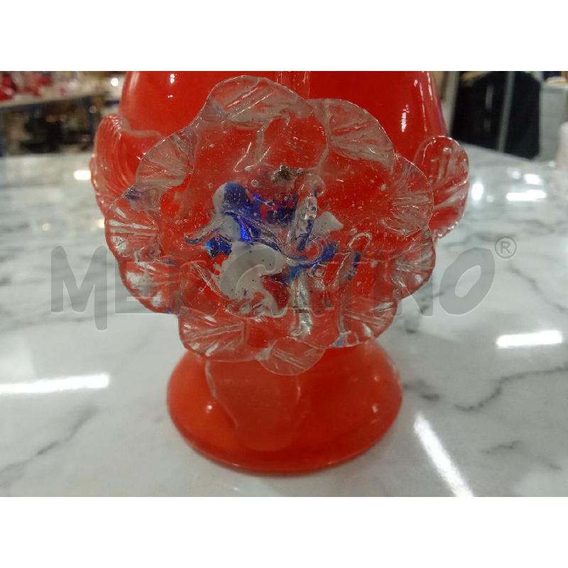 VASO VETRO ARANCIONE APPLICAZIONE FIORE | Mercatino dell'Usato Benevento 3