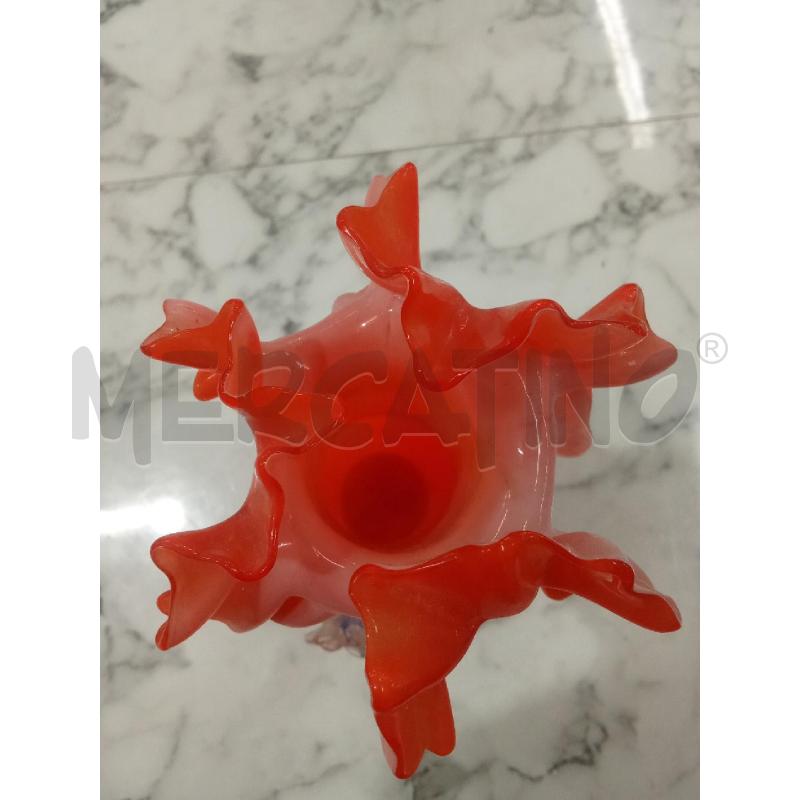VASO VETRO ARANCIONE APPLICAZIONE FIORE | Mercatino dell'Usato Benevento 4
