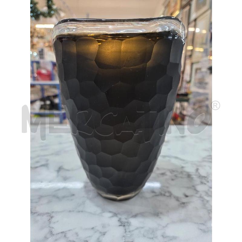 VASO VETRO NERO TRAMA SQUDRETTATA GIRASOLE ARGENTATO | Mercatino dell'Usato Benevento 4