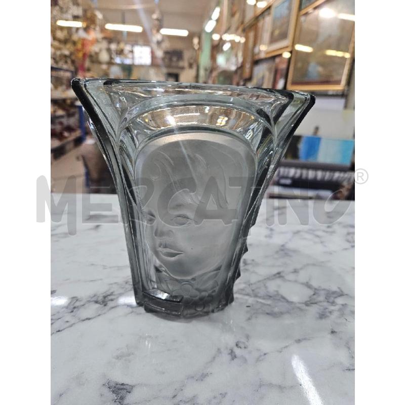 VASO VETRO NERO VOLTI ART DECÒ | Mercatino dell'Usato Benevento 1