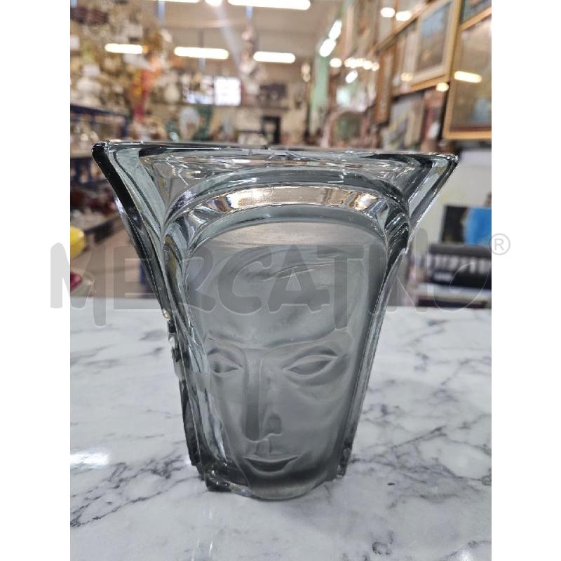 VASO VETRO NERO VOLTI ART DECÒ | Mercatino dell'Usato Benevento 3