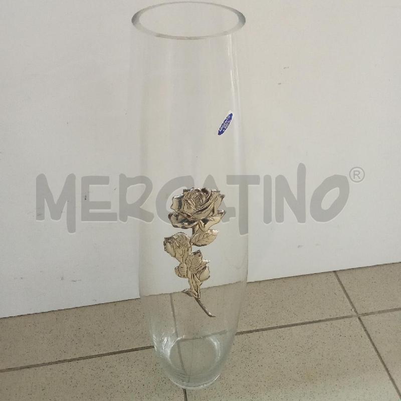 VASO VETRO ROSA ARGENTATA | Mercatino dell'Usato Benevento 1