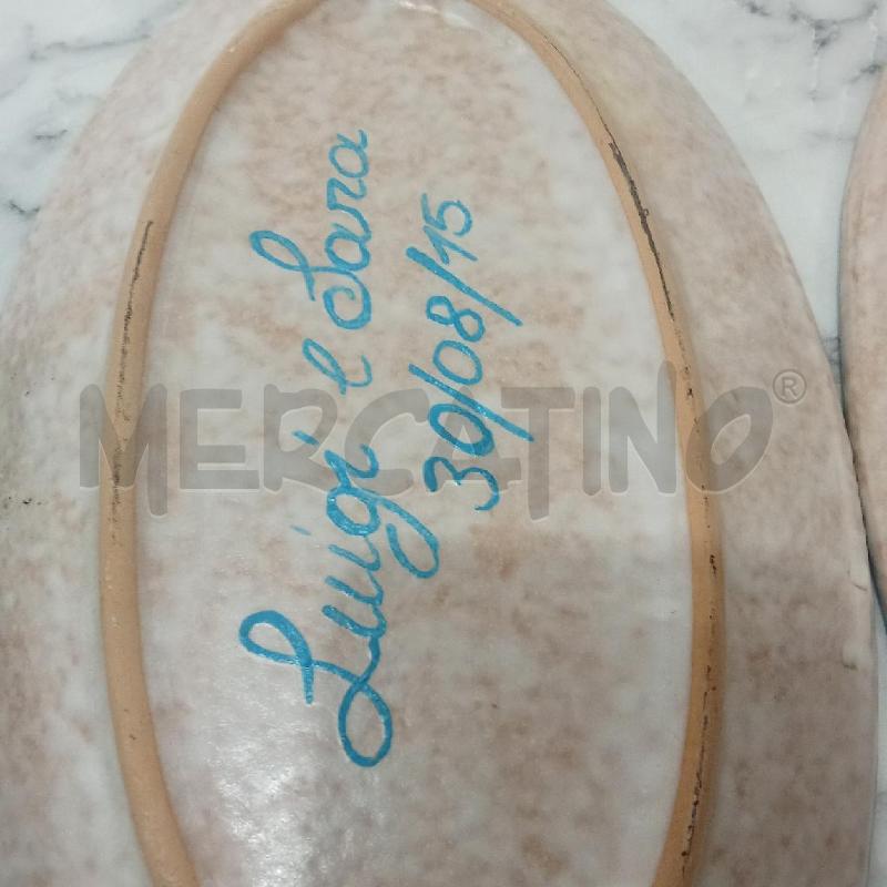 VASSOIETTI OVALI COPPIA TERRACOTTA UCCELLI BORDO AZZURRO KERAPINTA | Mercatino dell'Usato Benevento 4