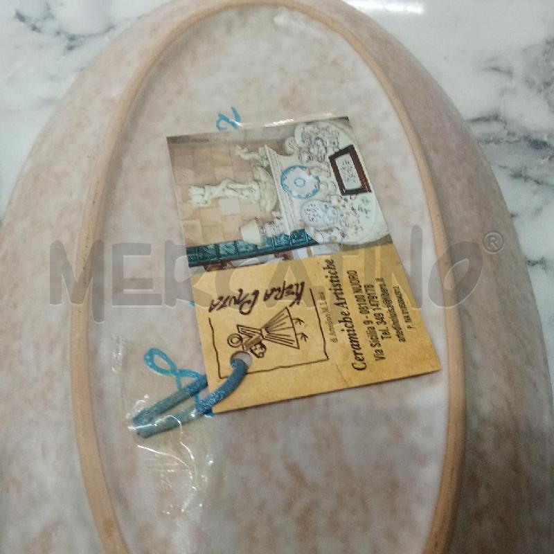 VASSOIETTI OVALI COPPIA TERRACOTTA UCCELLI BORDO AZZURRO KERAPINTA | Mercatino dell'Usato Benevento 5