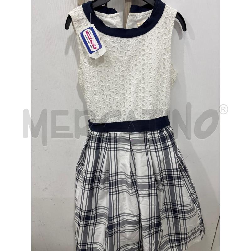 VESTITO BAMBINA BIANCO BLU MONNALISA GONNA QUADRI  | Mercatino dell'Usato Benevento 1