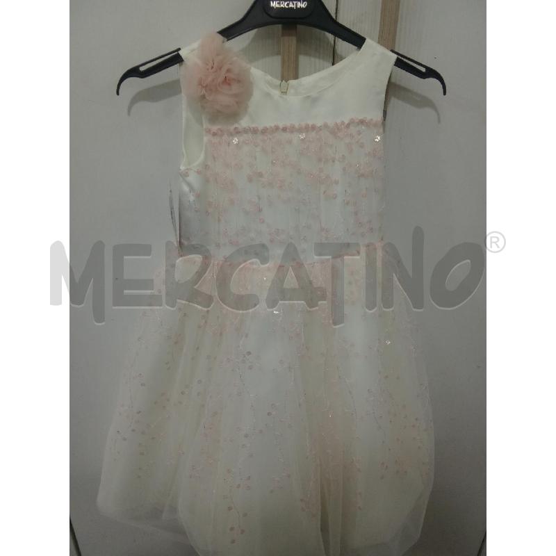 VESTITO BAMBINA BIANCO CON FIORELLINI ROSA CERIMONIA FLO' | Mercatino dell'Usato Benevento 1