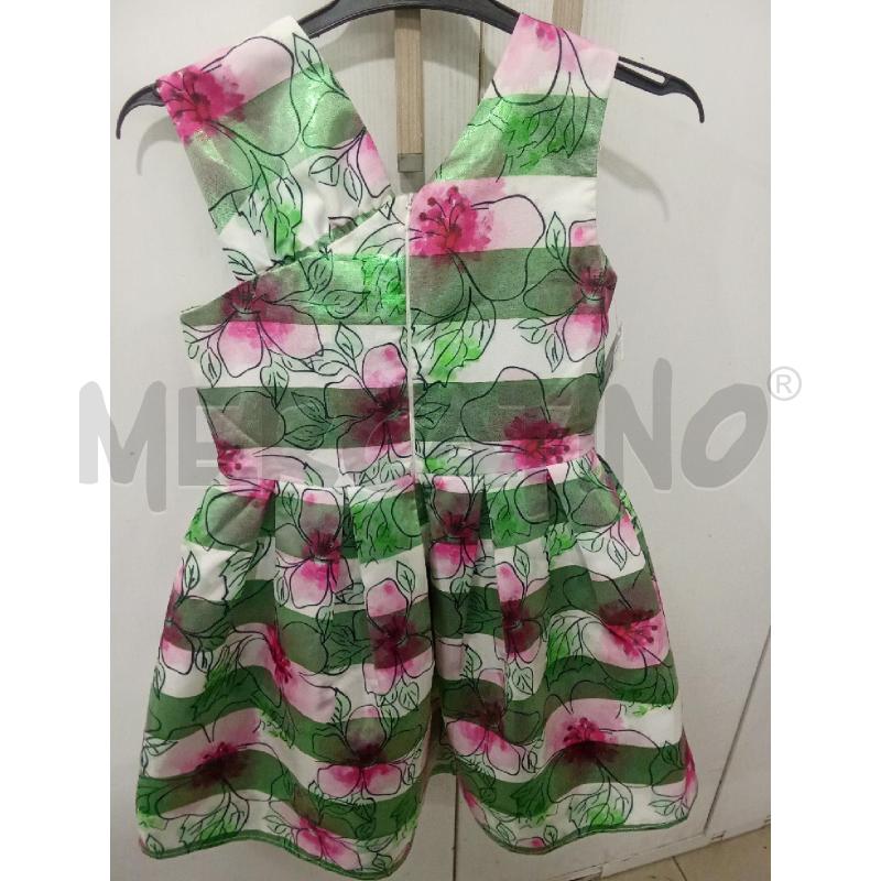 VESTITO BAMBINA BIANCO E VERDE CON FIORI ROSA GAIALUNA | Mercatino dell'Usato Benevento 2
