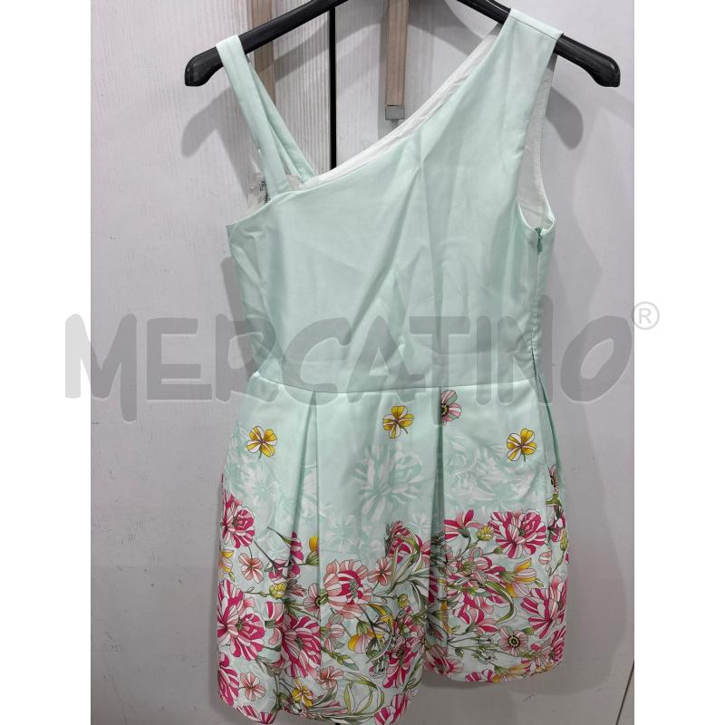 VESTITO BAMBINA CERIMONIA VERDE NAIDA CON FIORI GIALLO ROSA  | Mercatino dell'Usato Benevento 1
