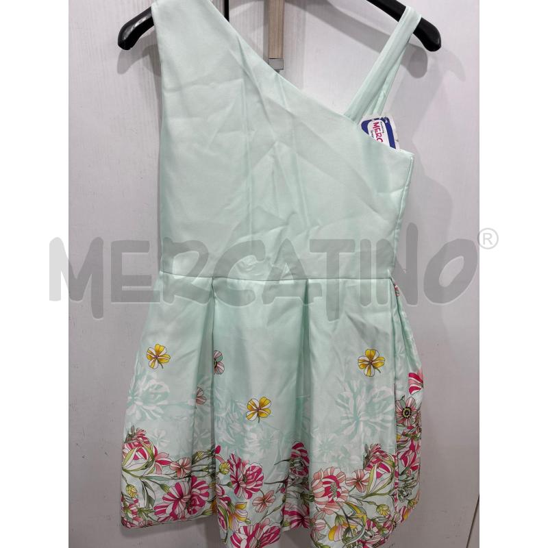 VESTITO BAMBINA CERIMONIA VERDE NAIDA CON FIORI GIALLO ROSA  | Mercatino dell'Usato Benevento 3