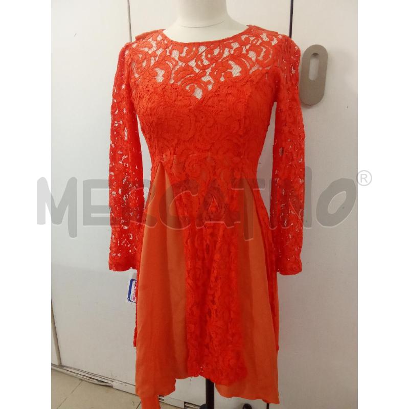 VESTITO DONNA ARANCIONE PIZZO E VELO | Mercatino dell'Usato Benevento 1