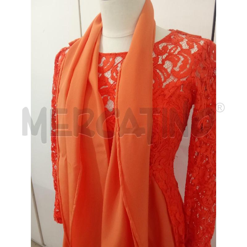 VESTITO DONNA ARANCIONE PIZZO E VELO | Mercatino dell'Usato Benevento 3