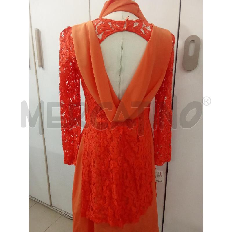 VESTITO DONNA ARANCIONE PIZZO E VELO | Mercatino dell'Usato Benevento 4