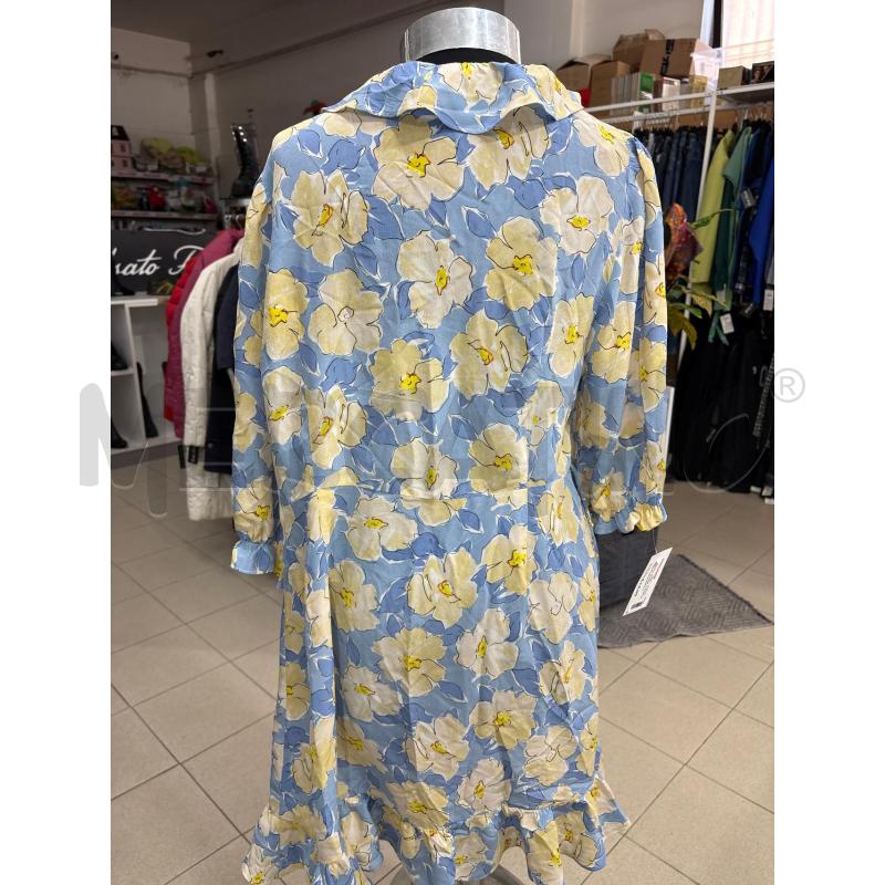 VESTITO DONNA A PORTAFOGLIO AZZURRO CON FIORI GIALLI RIXO | Mercatino dell'Usato Benevento 3