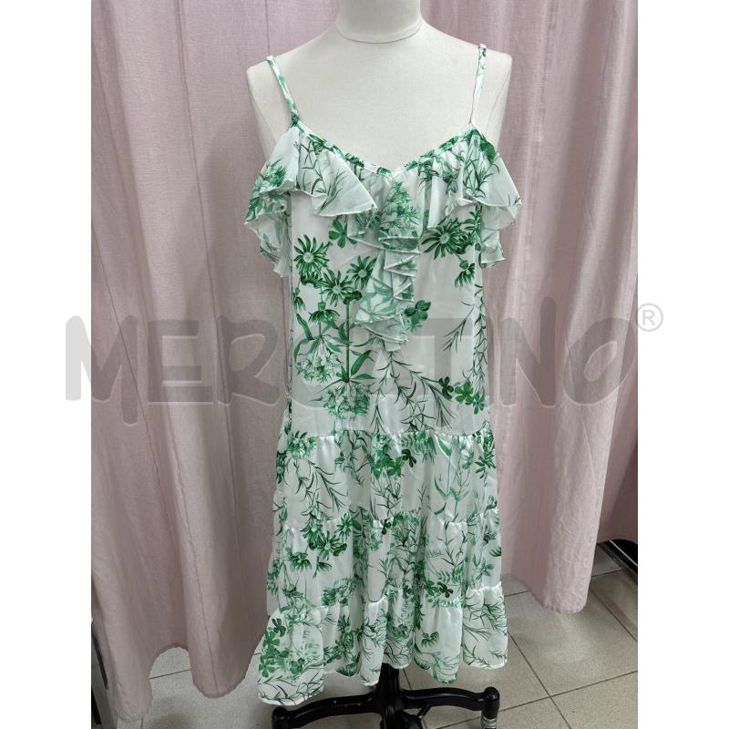 VESTITO DONNA BALZE FOGLIE BIANCO VERDI IRONICA DORABELLA BRETELLINE  | Mercatino dell'Usato Benevento 1