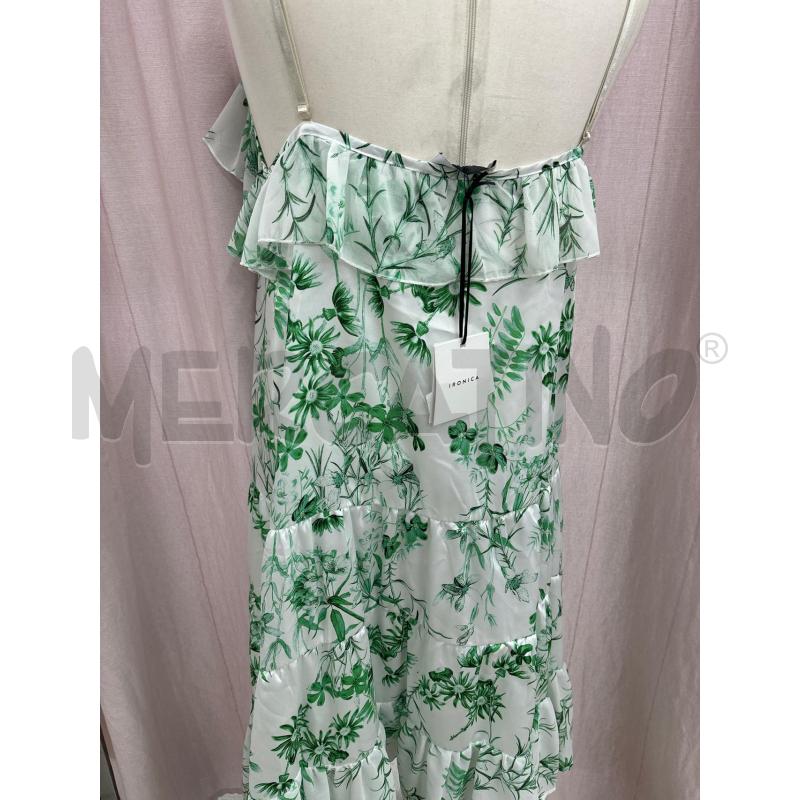 VESTITO DONNA BALZE FOGLIE BIANCO VERDI IRONICA DORABELLA BRETELLINE  | Mercatino dell'Usato Benevento 3