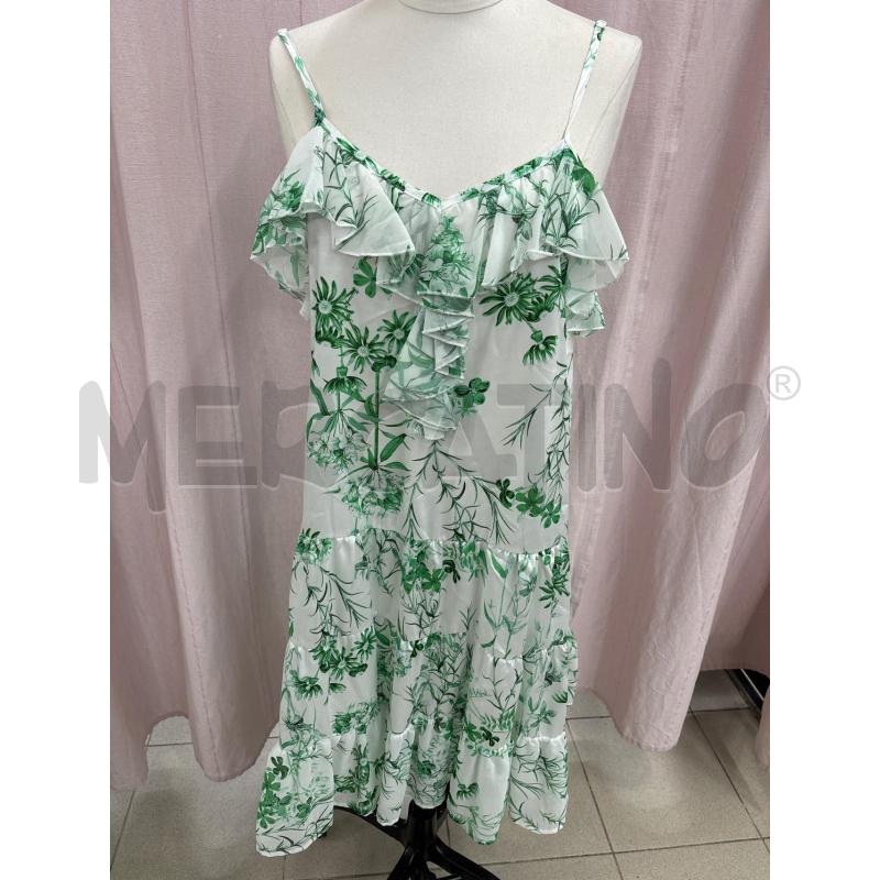 VESTITO DONNA BALZE FOGLIE BIANCO VERDI IRONICA DORABELLA BRETELLINE  | Mercatino dell'Usato Benevento 1