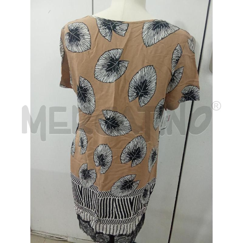 VESTITO DONNA BEIGE DISEGNO FOGLIE BIANCO NERO OLTRE | Mercatino dell'Usato Benevento 3