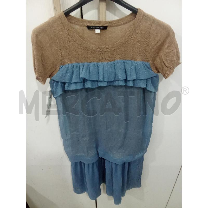 VESTITO DONNA BEIGE E AZZURRO LAMINATO PATRIZIA PEPE | Mercatino dell'Usato Benevento 1