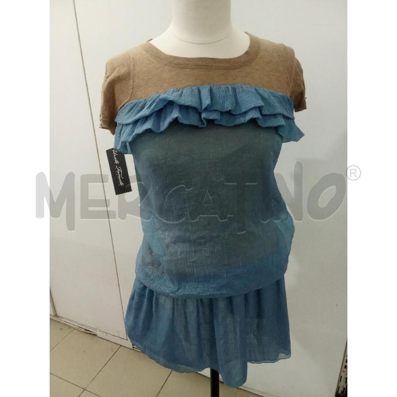 VESTITO DONNA BEIGE E AZZURRO LAMINATO PATRIZIA PEPE | Mercatino dell'Usato Benevento 2