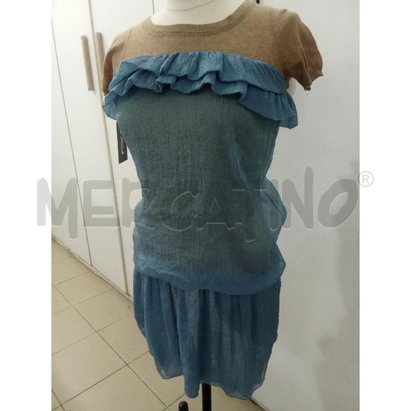 VESTITO DONNA BEIGE E AZZURRO LAMINATO PATRIZIA PEPE | Mercatino dell'Usato Benevento 3