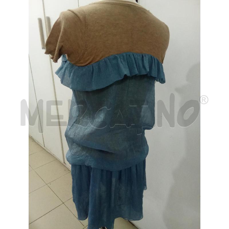 VESTITO DONNA BEIGE E AZZURRO LAMINATO PATRIZIA PEPE | Mercatino dell'Usato Benevento 4