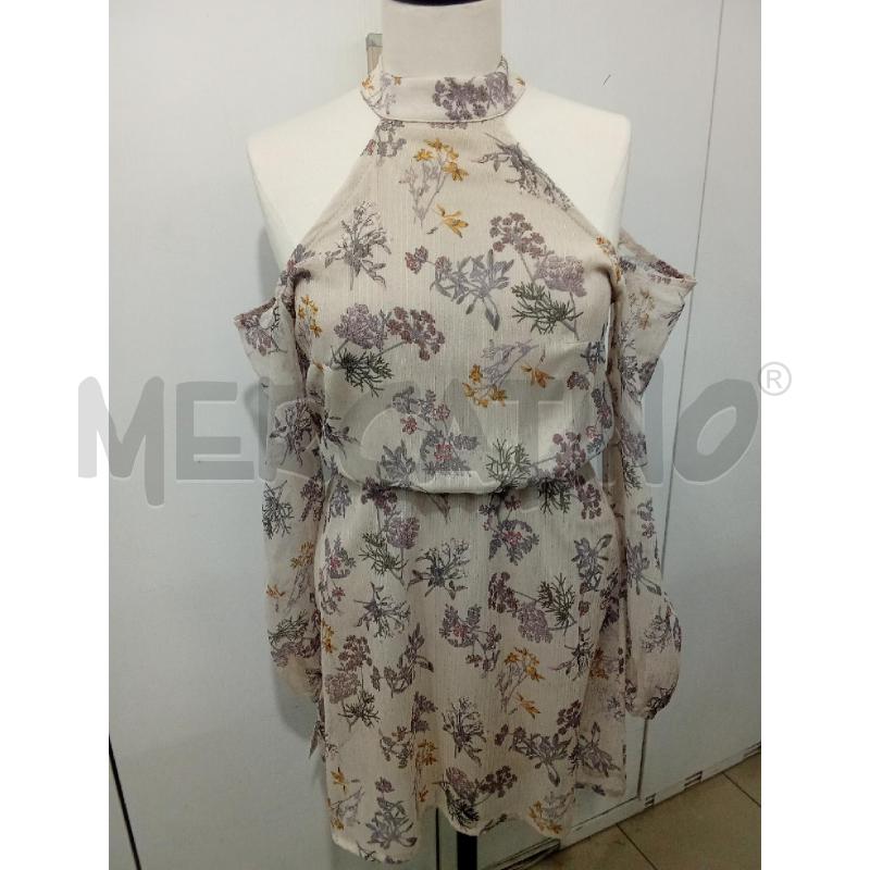 VESTITO DONNA BEIGE FANTASIA FIORI LILLA IAM MADE IN ITALY | Mercatino dell'Usato Benevento 1