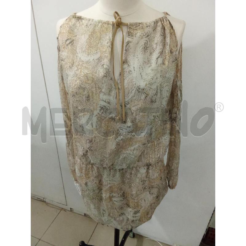VESTITO DONNA BEIGE LAMINATO FANTASIA BANDANA KOCCA | Mercatino dell'Usato Benevento 1